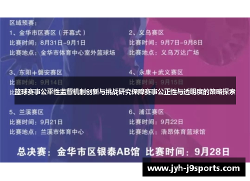 篮球赛事公平性监督机制创新与挑战研究保障赛事公正性与透明度的策略探索