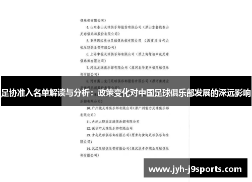 足协准入名单解读与分析:政策变化对中国足球俱乐部发展的深远影响 足协准入名单解读与分析:政策变化对中国足球俱乐部发展的深远影响
